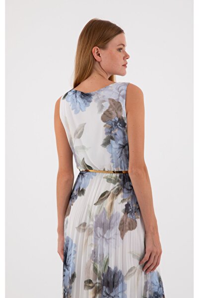 ŞEYDA ERTEM Plise Elbise Çiçek Desenli