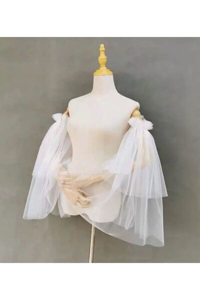 es moda shop Karina Two-Layer Long Tulle Oversleeves White