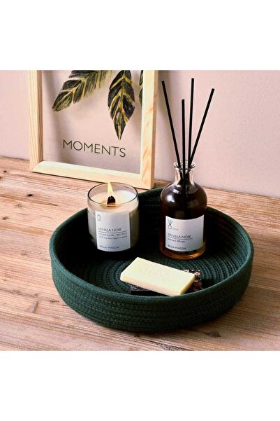 ZM HOME Örme Sepet, Pamuklu Dekoratif Sepet Yeşil, Sele , Jüt Dokuma Çok Amaç...