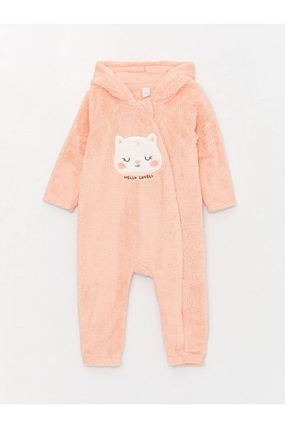 LC Waikiki Langärmliger Plüschoverall für Babys mit Kapuze und Stadt