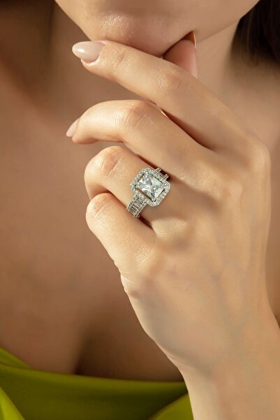 Ressia Baget Zirkon Taşlı Ayarlanabilir Çelik Yüzük