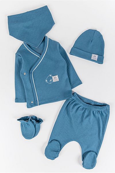 Babymod Teddy Bear Printed 5 Piece Baby Boy Hospital Outlet Baby Set