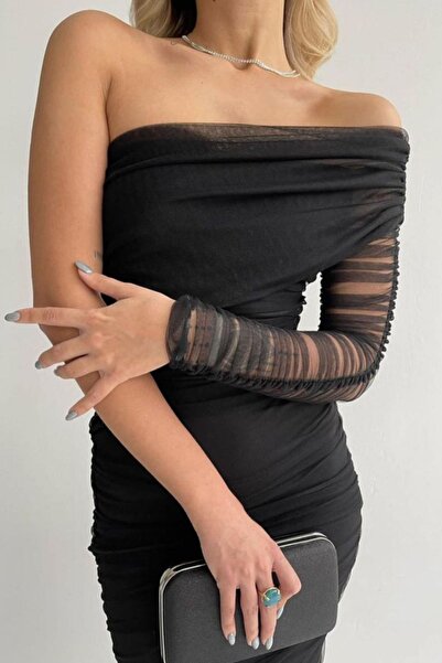 Özel Tasarım Tül Elbise Maxi Elbise Uzun Elbise Tek Omuz Elbise Abiye Elbise Gece Elbise Davet Elbisesi