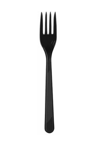 Kullan At Market Roll-up Black Plastic Fork 25 Pieces