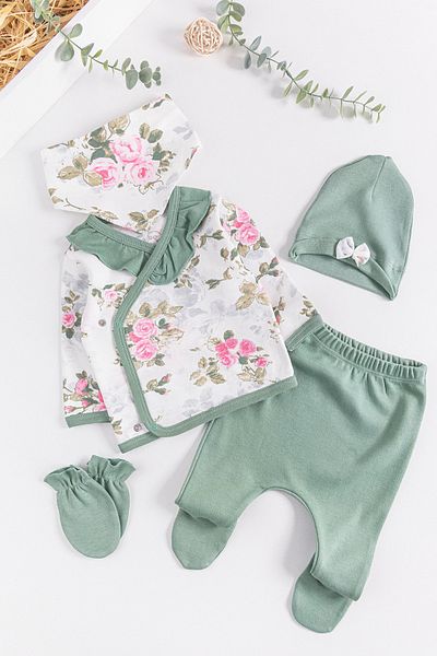 Babymod Floral Patterned 5 Piece Baby Girl Hospital Outlet Baby Set