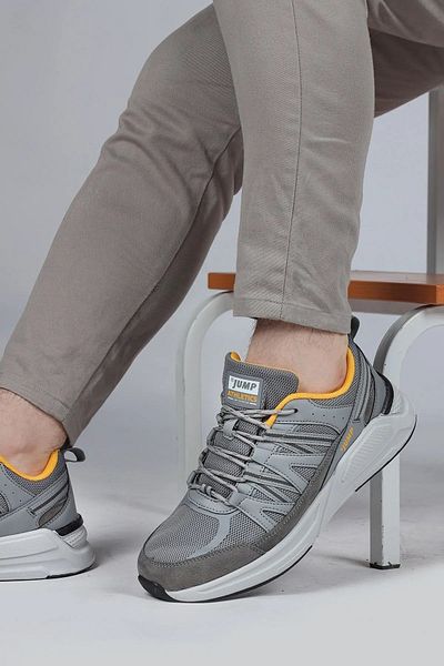 Jump 28595 Men's GRAY Yellow Orthopedic Ultra Light Walking Casual Sneakers