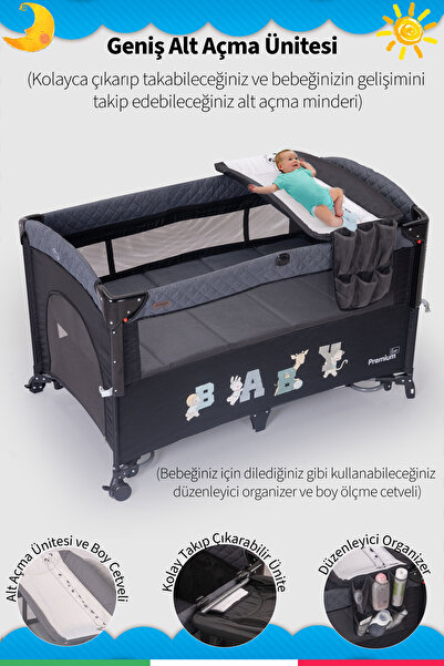 Prego Premium Anne Yanı Oyun Parkı 70*120 cm + Yatak