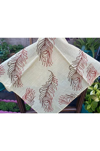 leillART Yellow Leaf Patterned Cotton Women's Hair Bandana - Handmade