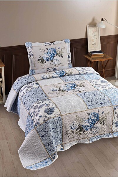 Örtüm Elina Mavi Tek Kişilik Kapitone Yatak Örtüsü