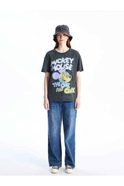 LC Waikiki Dámské tričko s potiskem Mickey Mouse - výstřih, krátký rukáv