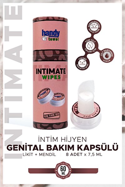 Genital Bölge Intim Hijyen Kapsülü 8 X 7,5 ml ( Likit, %100 Selüloz Mendil)