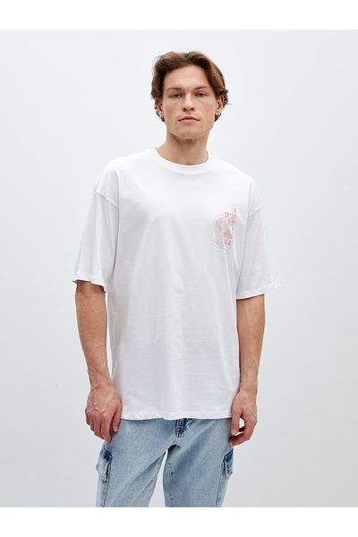 LC Waikiki Bedrucktes Herren-T-Shirt aus gekämmter Baumwolle – Rundhalsausschnitt, kurze Ärmel