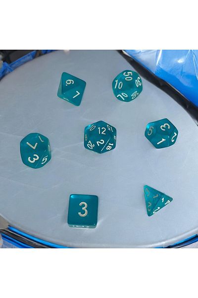 Le Majeur DndFrpDiceSet-Setof 7,DungeonsandDragonsDesktop Gaming Dice, Transparent Turquoise