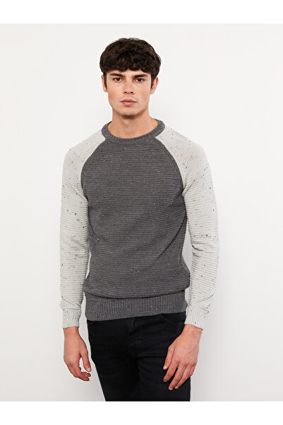 LC Waikiki Strickpullover für Herren – Rundhalsausschnitt, lange Ärmel, Farbblock
