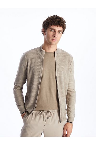LC Waikiki Ανδρική πλεκτή ζακέτα - Standard Fit, Stand Collar