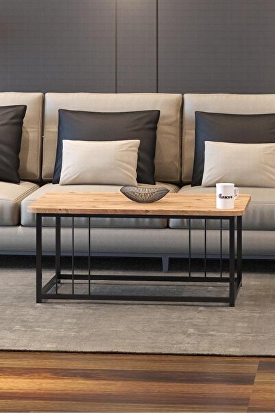 Tapacım LİDYA Oval Kesim Sehpa , 60x90 Metal Ayaklı Masa , Orta Sepha