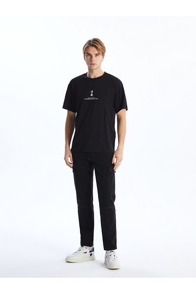 LC Waikiki Printed Men's Combed Cotton T-Shirt - Crew Neck, Short Sleeve