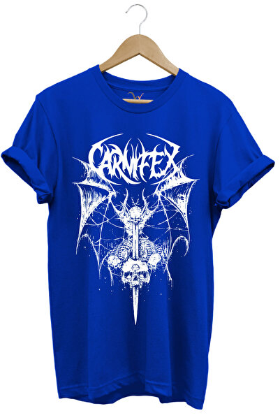WİDİ Carnifex Rock Gothic Streetwear Štampano Regular Fit Plava T-shirt