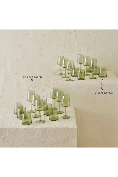 Bella Maison Point Glasses-Goblet Set 24 Pcs Green
