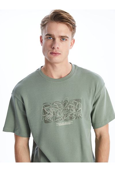 LC Waikiki Printed Men's Combed Cotton T-Shirt - Crew Neck, Short Sleeve