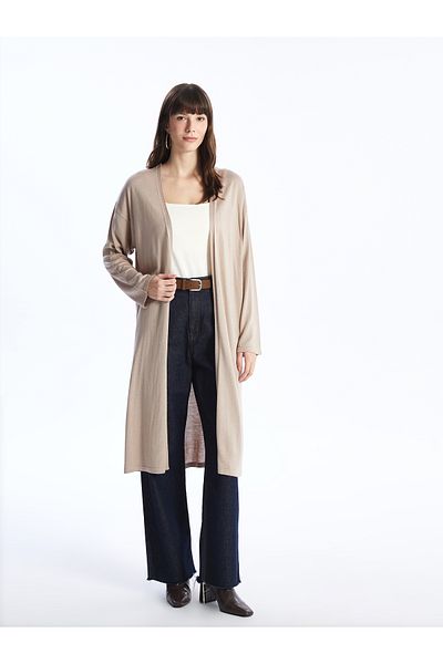LC Waikiki Women's Knitwear Cardigan - Shawl Collar, Solid, Long Sleeve