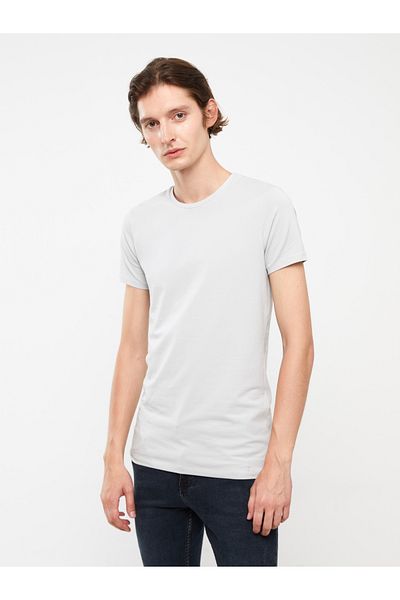 LC Waikiki Herren-T-Shirt mit Rundhalsausschnitt und kurzen Ärmeln aus gekämmter Baumwolle