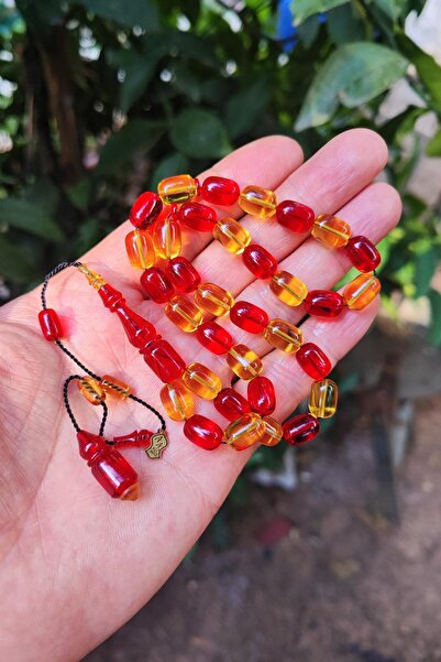 Vip Kehribar 8x11 ملم علي أجيس ماستر صنعة النرد العنبر مسبحة الصلاة - أصفر أح...