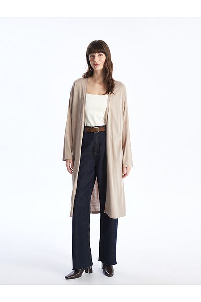 LC Waikiki Women's Knitwear Cardigan - Shawl Collar, Solid, Long Sleeve