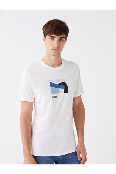 LC Waikiki Bedrucktes Herren-T-Shirt aus gekämmter Baumwolle – Rundhalsausschnitt, kurze Ärmel