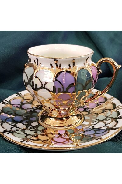 BY.RAYKA PORSELEN El Dekor Porcelain Hand-Painted Malina Double Cup Set
