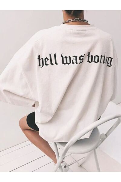 FEEL STYLE FS Hell Was Boring - Tricou supradimensionat pentru bărbați