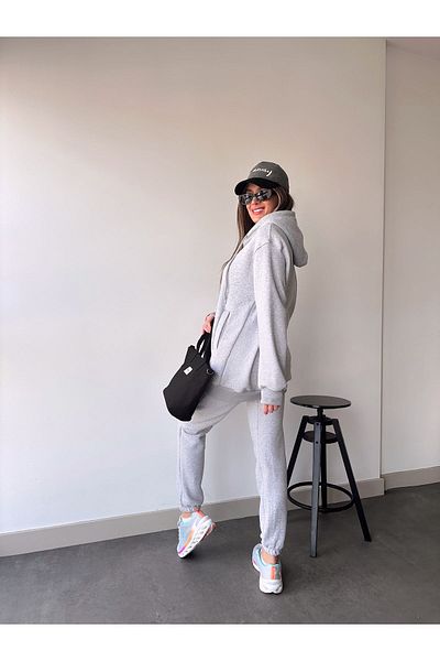 FEEL STYLE Σετ μοντέρνα γυναικεία φόρμα με κουκούλα με τρεις κλωστές