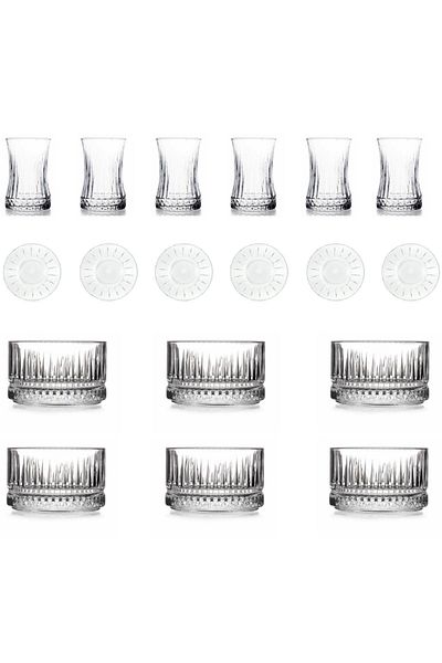 Paşabahçe 18 Piece Tea Cup, Snack Bowl, Sauce Bowl, Treat and Presentation Set