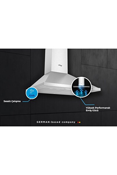 Tommatech TDP6001IM Piramid Duvar Tipi Davlumbaz 60 Cm Inox