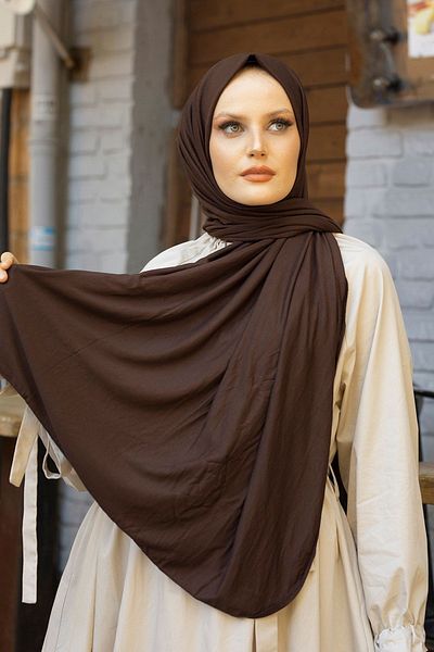 Stella Eşarp Bitter Brown Women's Combed Cotton Shawl