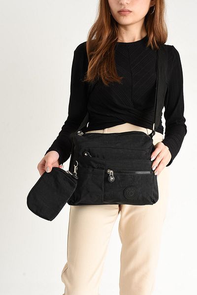 571 Collections Çanta Black Ultra Light Cross Strap Shoulder Bag with Multiple Pockets (Model: 571-6I)