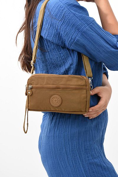 571 Collections Çanta Tan Wallet Phone Holder - Cross Strap and Three Compartments (Model: 571-15E)