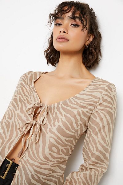 Ardene Printed Tie-Front Voile Cardigan