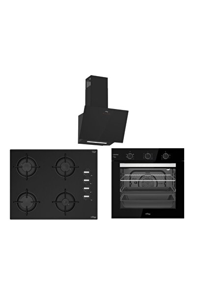 Tommatech TT100 Siyah Ankastre Set TDE6005BG Davlumbaz + TAO6001BG Ocak + TAF6006BSM Fırın