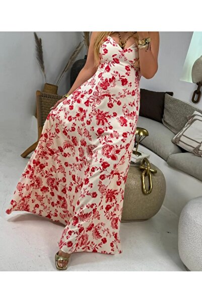 Ladyone Γυναικείο φόρεμα με σχέδιο βισκόζης - λουράκι από καουτσούκ