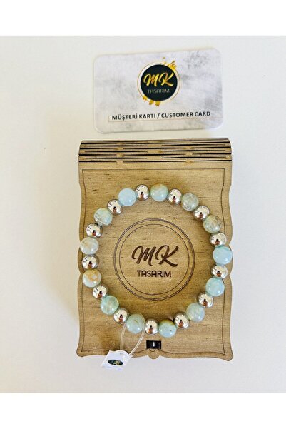 MK tasarım REAL BLUE AGATE STONE BRACELET| IN SPECIAL BOX| CUSTOMER WITH CARD...