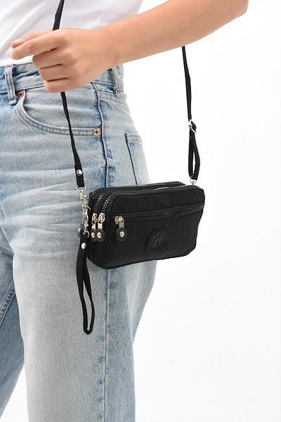 571 Collections Çanta Black Three Compartment Wallet Phone Holder - Model 571-9-15C