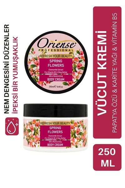 ORİENSE Bahar Çiçekleri Vücut Kremi - Papatya Özü, Shea Yağı, Gliserin, Pantenol ve Vitamin-E İçerir