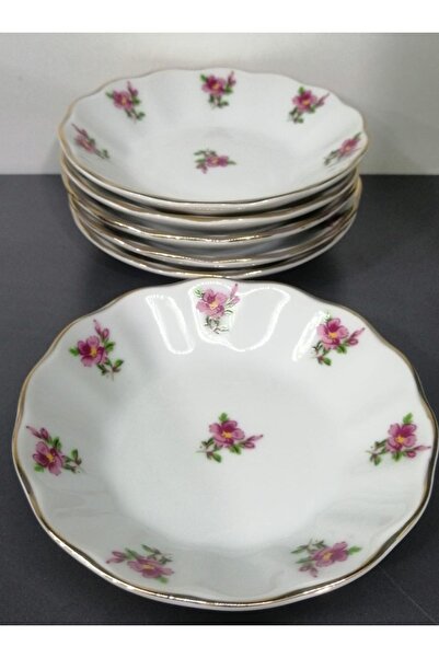 Porland Porselen 12'li Pembe Çiçek Çay Tabak 11 Cm(12ADET)