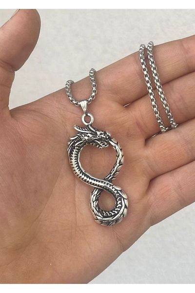 BSN Store Scandinavian Talisman Mythology Necklace with Dragon Figure