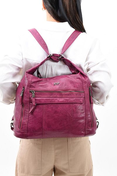 571 Collections Çanta Purple Faux Leather Soft Backpack Shoulder Bag (Model: 571-11-13B)