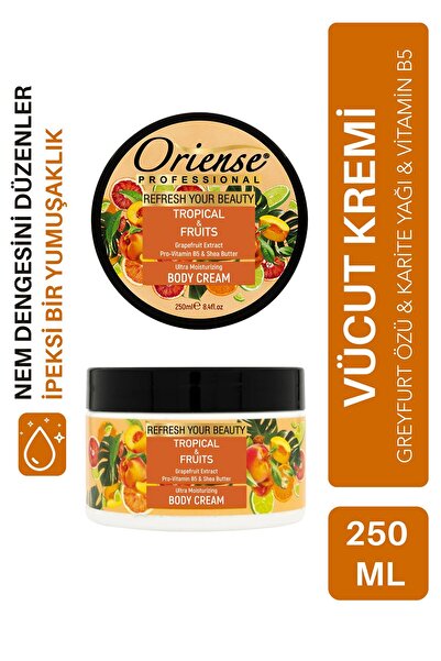 ORİENSE Tropikal Meyveler Vücut Kremi - Greyfurt Özü, Shea Yağı, Gliserin, Pantenol ve Vitamin-E İçerir