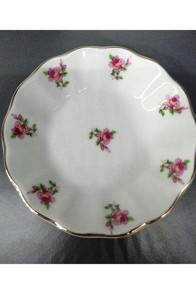 Porland Porcelain 12-Piece Pink Flower Tea Plate 11 Cm (12 PIECES)