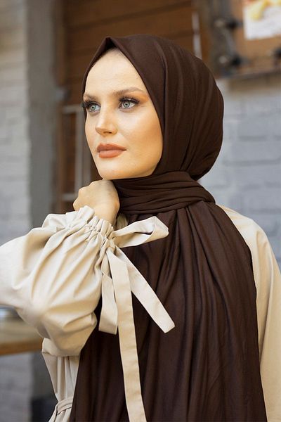 Stella Eşarp Bitter Brown Women's Combed Cotton Shawl
