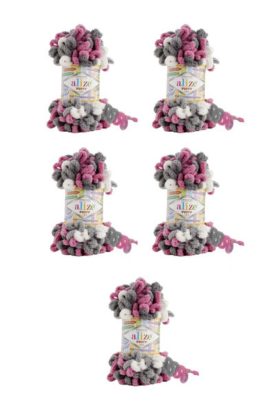 Alize 5 τεμάχια Puffy Color 6370 - Τσάντα για βρεφική κουβέρτα, πλεκτό στο χέ...